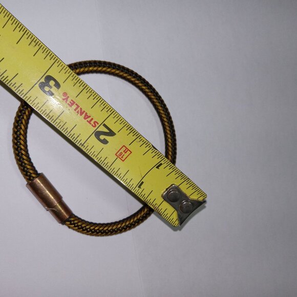 Vintage Braided Copper & Bronze Magnetic Clasp Bracelet Art Deco Chunky Healing - Picture 5 of 7